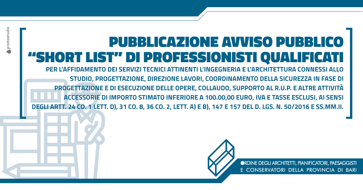 Pubblicazione Avviso pubblico �Short List� di professionisti qualificati